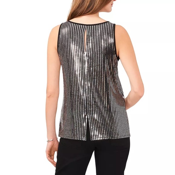 Vince Camuto Scoop Neck Shimmer Sleeveless Tank Top Medium NWT - Picture 10 of 10